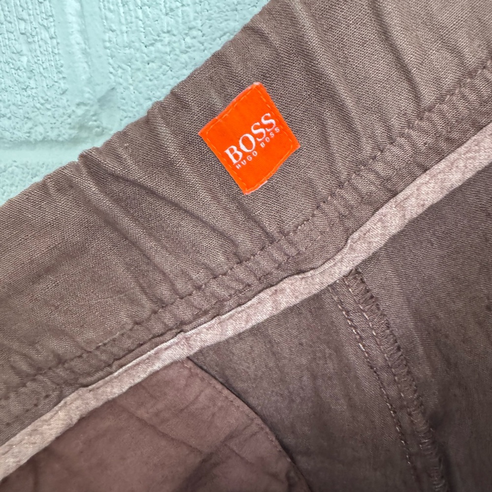 Boss Brown Linen Cotton Pants with Relaxed Fit - Picture 14 of 15